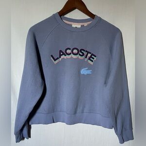 Lacoste Women's Cropped Sweatshirt with multi lettering logo -  Blue- 42 (L)